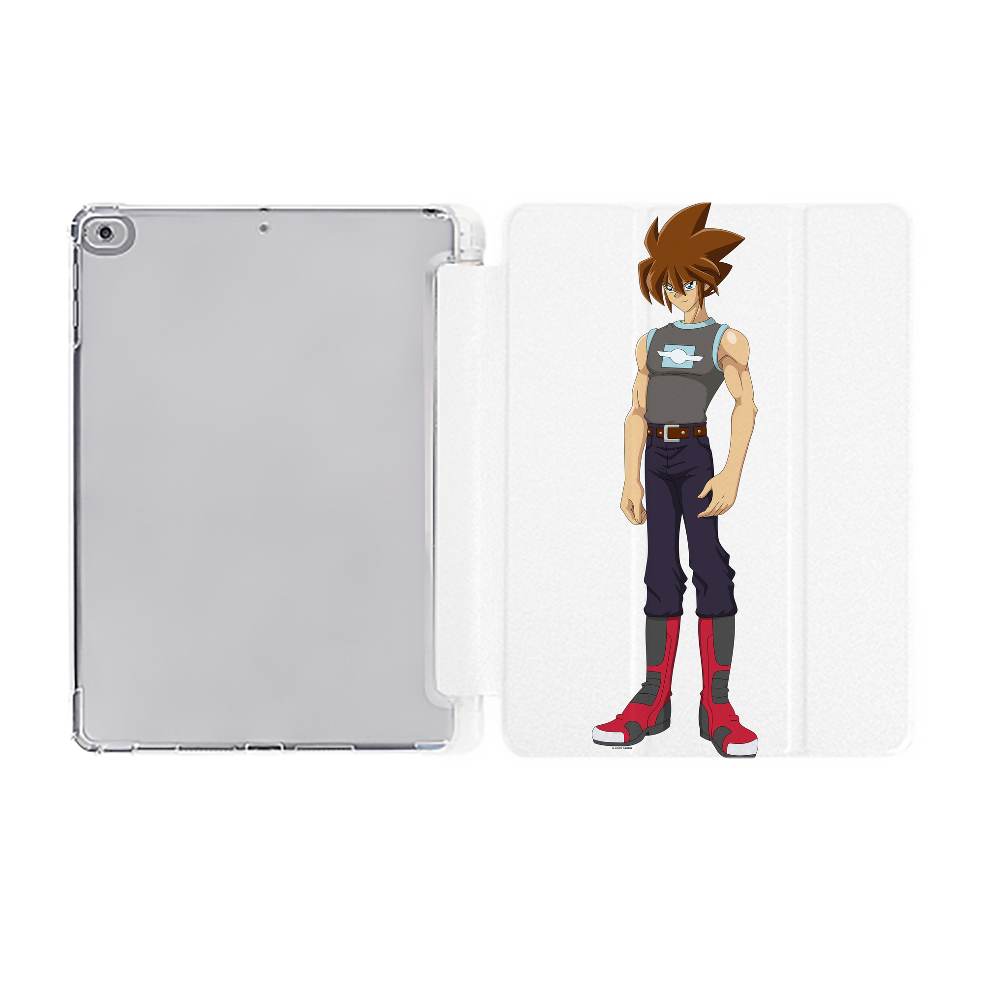 （画像用） 遊☆戯☆王 Yu-Gi-Oh! IPad ケース ペン収納付き 三つ折りスタンド PUレザー×シリコン 対応機種9.5/10.5/10.9インチ